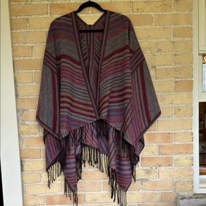 NWOT. Super soft Striped Fringe Poncho